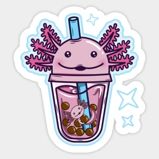 Axolotl bubble tea blue and pink Sticker